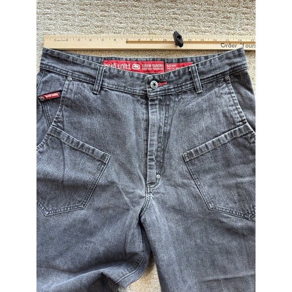 Vintage Ecko Unltd.‎ Jeans Overtime Shop Denim Pant Baggy Y2K Black RARE 32x31.5 - Picture 6 of 10